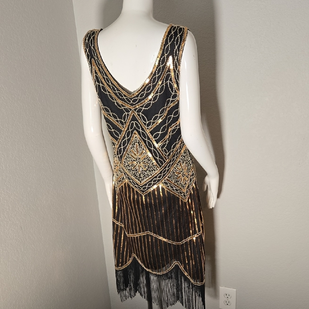Black and Gold Beaded Dress - Picture 8 of 8